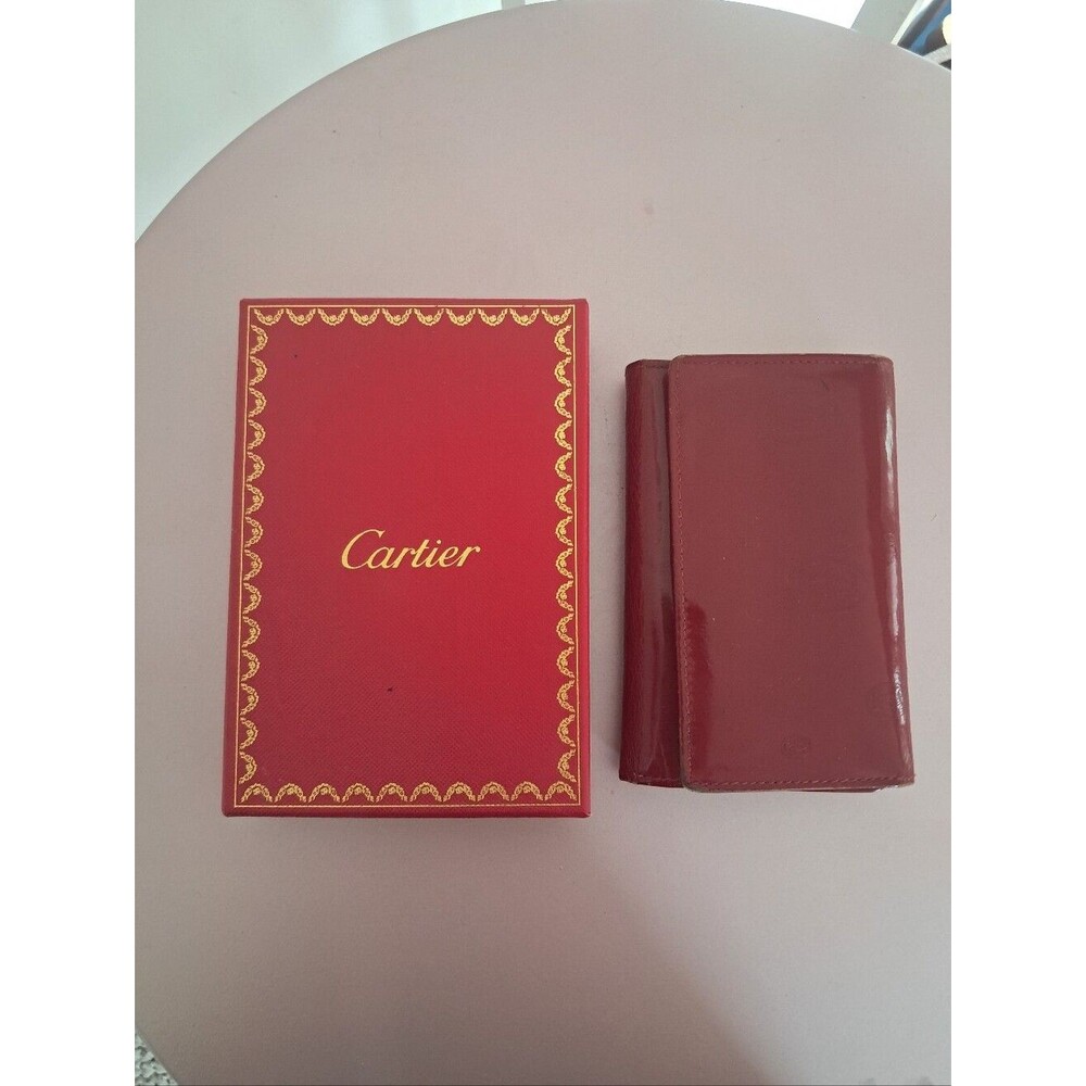 Vtg Cartier Women's Wallet Red Patent Leather Bifold Designer Luxury Classic